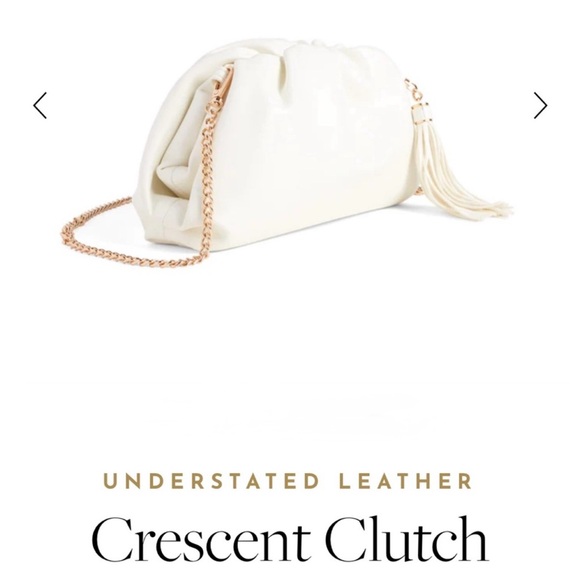 New Understated Clutch Vegan Leather Handbag in Ivory. - Picture 1 of 5